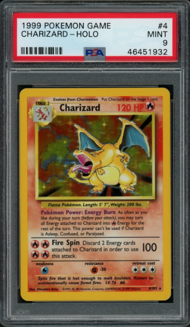 PSA 9 Charizard (Base Set, 1999)